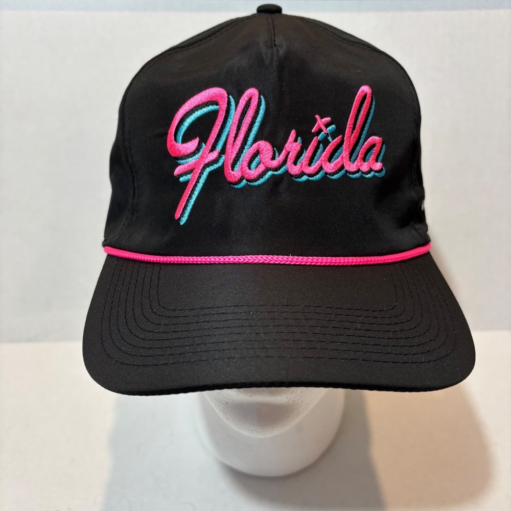 Bad Birdie Florida Rope Hat Black Pink Accent Snapback Golf Cap NEW BBH025-080